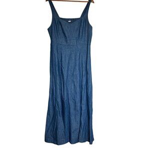 Denim 100% Cotton Flowy Maxi Dress with Ruched Back Size Large Tall